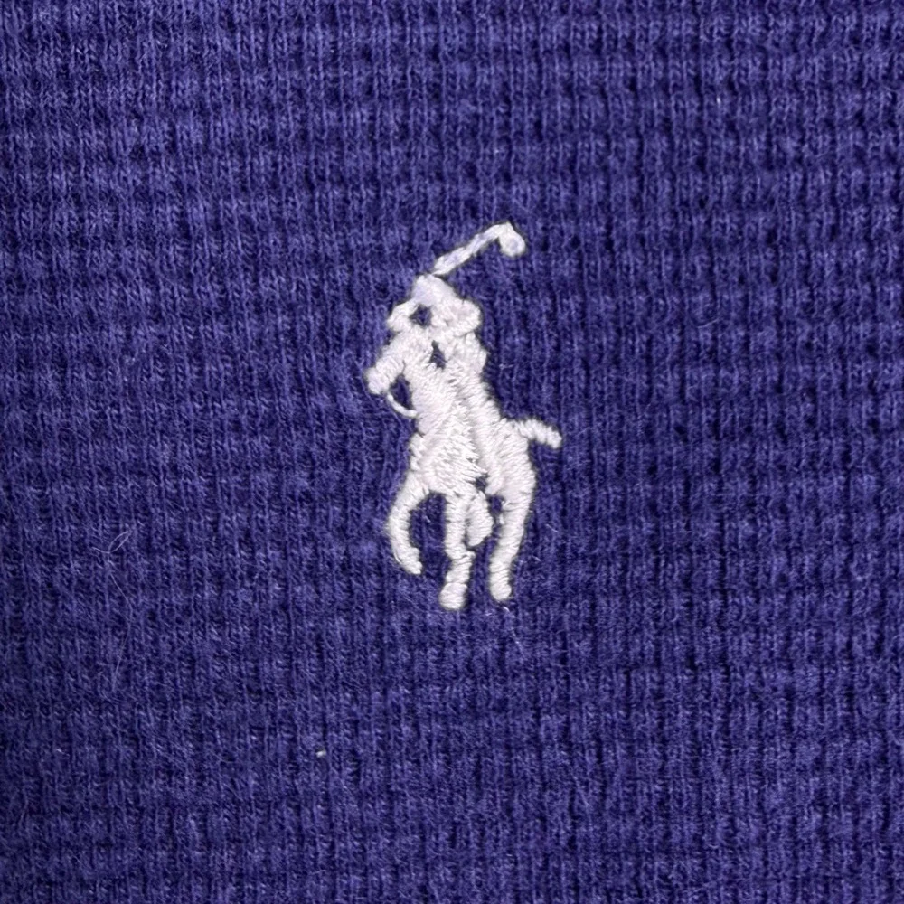 Polo Ralph Lauren Thermal Shirt Men 2XL Navy Blue Waffle Knit Cotton Long Sleeve